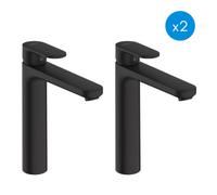 Vernis Blend Lot de 2 mitigeurs de lavabo 190 avec tirette et vidage synthétique, Noir mat (71552670-DUO)
