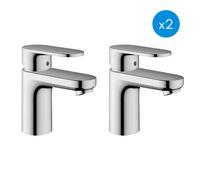 Vernis Blend Lot de 2 Mitigeurs de lavabo 70 avec tirette et vidage, Chrome