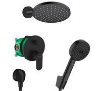 Vernis Blend Pulsify Set de douche tout en 1 avec Douche de tête 205 XXL + Douchette à main 3 jets, Noir mat