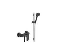 Vernis Blend Set de douche avec mitigeur + Douchette à main 2 jets + Barre de douche 65 cm, Noir mat (71640670-Vernis)