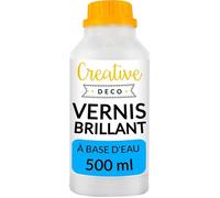 Creative Deco Vernis Peinture Acrylique Brillant | 500 ml Bouteille | Laque Transparent et Incolore | Finition et Protection de Surface | À base d'Eau | Anti-Tache | Utilisation Intérieure Extérieure