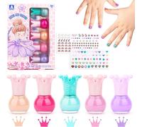 Vernis Enfant À L'eau Cadeau Fille 5 * 5ml Couleurs Non Toxique 2 Feuilles De Stickers Pour Ongles Enfants,Peel-Off Séchage Rapide Vernis À Ongles,Kit Cadeau Pour Les Filles.[C37]