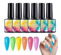 Vernis Gel 6 Pièces 8ml,Fluorescent Vernis à Ongles Gel | Semi-Transparent Fluorescent Pour Soirée Salon Quotidien Femmes