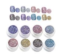 Vernis Gel à Paillettes - Gel Iridescent | Kit de 8 Couleurs Pailletées pour Soin des Ongles Création Manucure Pédicure Femmes