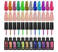 Vernis Gel À Paillettes Réfléchissantes - Designs Pour Ongles Avec Douze Couleurs - Kit de Doublure de Manucure Effet Miroir pour Femmes Salon à Domicile