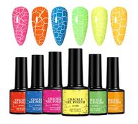 Vernis Gel Craquelé - Set de 6 Vernis Fluorescents Résistants | Soin pour Ongles Résistant & Tendance pour Salon, Maison et Mariage