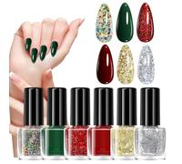 Vernis Gel de Noël | Accessoires de Vernis Gel 6 Couleurs à Longue Durée | Set De À Ongles De Fête,Pour Fête Festival Manucure Salon Maison Voyage Mariage Mariée Spa Soins