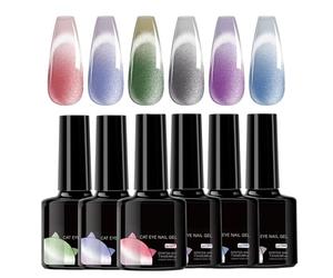 Vernis Gel - Kit de 6 Laques à Ongles à Effet Changeant - Vernis Magnétique pour Ongles en Gel | Laques à Dégradé de Couleurs Métamorphose | Gels Effet Œil de Chat Sensibles à la Température, Brillant