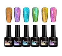 Vernis Gel Magnétique, Set de Vernis à Effet Iridescent, 6 Pièces Fournitures Manucure Naturel pour Étudiantes Salons Femmes Filles Soirées Spectacles Séances Photo