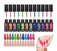 Vernis Gel Pailleté | Designs Pour Ongles Avec Douze Couleurs - Kit Manucure Effet Miroir Pour Créations Estivales Et Fêtes