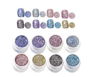 Vernis Gel Pailleté - Gel Iridescent,Kit de 8 Couleurs Pailletées pour Soin des Ongles Création Manucure Pédicure Femmes