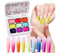 Vernis Gel Pat, Gel Art Peinture Dégradé Effet Ombré, Palette 9 Couleurs Accessoires Manucure Design Ongles Pour Idées Créatives