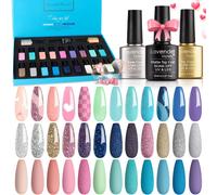 Vernis Gel Semi-Permanent 21 Pcs Printemps Bleu Vert Couleur Rose Nail Polish Uv Led Vernis À Ongles Nail Art Base,Matte/Brillant Top Coat Starter Kits De Manucure F986[X697]