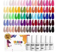 Vernis Gel Semi Permanent 48pc Flacons,45 Couleurs populaire Rose Rouge Jaune avec Base Top Coat & Matte Top Coat UV LED Soak Off