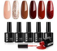 Vernis gel semi-permanent - FEBEST - 6 couleurs - Rouge brun pailleté - 21 jours de tenue - Incassable - Longue durée