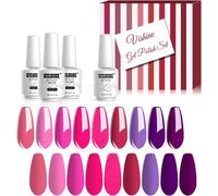Vernis Gel Semi-Permanent Lot 12 Vernis À Ongles Couleur Rose Fuchsia Pourpre Série Gel Uv Led Soak Off Base Top Coats Matte Top Coat Coffret 8ml
