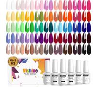 Vernis Gel Semi Permanent Lot De 48 Flacons - 45 Couleurs Populaire Rose Rouge Jaune Avec Base Top Coat & Matte Top Coat Uv Led Soak Off Vernis À Ongle Soak Off Nail Art 48pcs 8ml