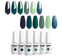 Vernis Gel Semi Permanent Lot de Vert - Vishine UV LED Vernis à Ongles Gel Soak Off Manucure Nail Art Kit 6 Couleurs X 8ml