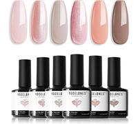Vernis Gel Semi Permanent Nude Rose Pailleté, Vernis À Ongles Semi Permanent 6 Pcs Naturelle Ivoire Beige Laiteux Soak Off Uv Led Gel Pour French Manucure Nail Art