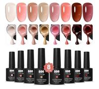 Vernis Gel Semi Permanent Set,Translucide 8 Couleurs Naturel French Vernis à Ongles Kit,Rose Marron Rouge UV LED Vernis Gel