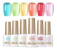 Vernis Gel Semi Permanent Transparent 6 Couleurs 7ml Pastel Néon Jelly Transparent Bleu Vert Jaune Rouge Rose Gel Vernis à ongles