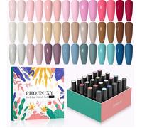Vernis Gel U V Semi Permanent Lot de 24 PCS - 21 Couleurs Populaire Rose Rouge Jaune avec Base Top Coat & Matte Top Coat U V LED