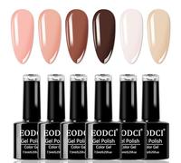 Vernis Gel UV Semi Permanent Nude Rose Pale Brown Vernis Semi Permanent 6 Couleurs 7.5ml UV LED Gel Nail Polish Soak Off UV/LED Cadeau Non Toxique et Durable pour Starter Nail Art Salon DIY Home
