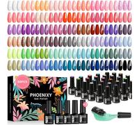Vernis Gel UV Semi Permanent, Phoenixy 60PCS Kit Vernis Semi Permanent Rose Violet Vert Bleu Vernis Semi Permanent avec Base de Pailleté Glossy Matte Top Coat Soak-off Vernis Gel pour Les Femmes