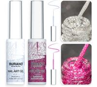 Vernis Gels Semi Permanents,Argent Or 2 Bouteilles 8ml Liner Nail Uv Led Vernis À Ongles Gel,Manucure & Pédicure Liner Uv Gel (Rose)
