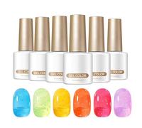 Vernis hybride Bubble Gel, 6 pièces avec dégradé de longue durée, gel hybride semi-transparent, pour une utilisation à la maison pour mariage réunions plage sortir ensemble pour les débutants
