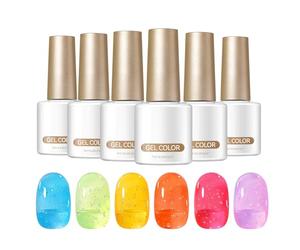 Vernis hybride Bubble Gel, 6 pièces avec dégradé de longue durée, gel hybride semi-transparent, pour une utilisation à la maison pour mariage réunions plage sortir ensemble pour les débutants