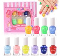 Vernis Non Toxique Pour Enfant - 10 Couleurs Coffret Vernis À Ongle, Peel-Off À L'eau Kit Cadeau Pour Les Filles