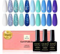 Vernis Semi Permanent, 10 Couleurs Pastel D'été Rêve Vert Bleu Turquoise Ciel Cyan Brillant Bleu Vernis Gel Soak Off Uv Nail Art Manucure Kit, Bord Mer/Vacances/Tourisme