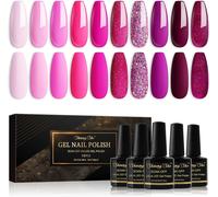 Vernis Semi Permanent, 10 Couleurs Rose Mauve Rouge-Marron Paillettes Gel Uv Semi Permanent Soak Off Uv/Led Vernis À Ongles Pour Salon De Manucure Diy Home, 8ml