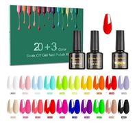 Vernis Semi Permanent, 23 Manucure Nail Art Lot Vernis À Ongles Gel Uv Led Nail Polish 20 Couleurs Populaire Avec Base Et To[YG983]