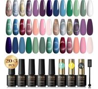 Vernis Semi Permanent 23pcs, 20 Couleurs Mini Cat Eye Vernis Pastel Violet Bleu Vert Foncé Vernis À Ongles Gel Soak Off Uv/Led Semi-Permanent Manucure Kit Pour Salon De Manucure Diy Home[X305]