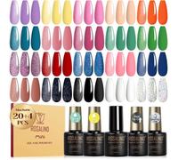 Vernis Semi Permanent 24Pcs, 20 Couleurs Vernis À Ongle Violet Vert Bleu Rose Et Base Top Coat, Top Coat Mat Et Pailleté, Ve[YG1503]