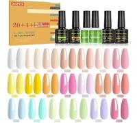 Vernis Semi-Permanent 26Pcs, 20 Couleurs Populaires Lot Vernis Gel UV LED Avec 1 Base Coat, 1 Glossy, 1 Matte Top Coat, 8ML