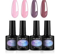 Vernis Semi Permanent, 4 Couleurs Rose Pailleté Mauve Foncé Rouge Prune Vernis à Ongles Gel Soak Off UV/LED Semi-permanent Manucure