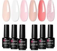 Vernis Semi Permanent 6 Couleurs, Blanc Rose Brun Pailleté Vernis Gel U V Semi Permanent Set, Vernis À Ongles Pour Salon De French Manucure Diy Home Soak Off Gel Nail Polish Kit, 8ml