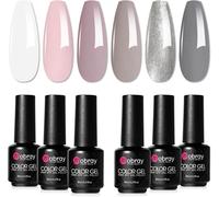 Vernis Semi Permanent 6 Couleurs, Blanc Rose Gris Pailleté Vernis Gel U V Semi Permanent Set, Vernis À Ongles Pour Salon De French Manucure U V/Led Soak Off Gel Nail Polish Kit, 8ml