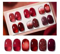 Vernis Semi Permanent, 6 Couleurs Jelly Bourgogne Vin Rouge Écarlate Cat Magnetic Eyes Gel Nail Polish Rouge Rubis Pailleté