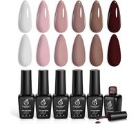 Vernis Semi Permanent, 6 Couleurs Lot De Vernis À Ongles Gels Café Marron Chocolat Blanc Latte, Sèche Sous Lampe Uv/Led Cadeaux Pour Femmes