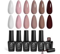 Vernis Semi Permanent, 6 Couleurs Lot de Vernis à Ongles Gels Café Marron Chocolat Blanc Latte, Sèche sous Lampe UV/LED Cadeaux