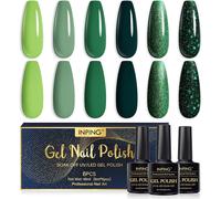 Vernis Semi Permanent,6 Couleurs Paillettes Vernis Gel Uv Semi Permanent Vert,Vernis À Ongles Gel Uv Gel Soak Off Uv/Led Uv Nail Art Salon Diy À La Maison,Noël Cadeaux