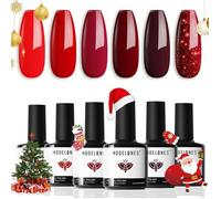 Vernis semi-permanent 6 couleurs série rouge, soak off UV gel valentin Noël nail art kit manucure boîte cadeau moderne