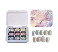 Vernis semi-permanent à effet gel,Palette 9 couleurs dégradé pour ongles, manucure française - Palette de vernis à peindre - Pour salon, voyage, fête, spa, studio, débutantes,