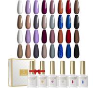 Vernis Semi Permanent Automne 20pcs Lot Vernis À Ongles Gels Semi-Permanents Avec Base Et Top Coat Matt, Uv Led Soak Off Gel Polish Nail French Manucure 6ml