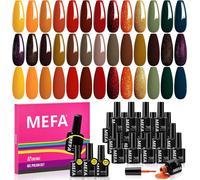 Vernis Semi Permanent Automne 23 Pcs, 20 Couleur Orange Rouge Nude Pailleté Vernis Gel Uv Semi Permanent Avec Top Coat, Base Coat, Matte Top Coat, Soak Off Uv Led Vernis À Ongles Pour Nail Art