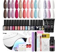 Vernis Semi Permanent avec Lampe UV - 10 Couleurs,3 Poly Nail Gel,Kit Ongle UV Complet pour Manucure et Nail Art
